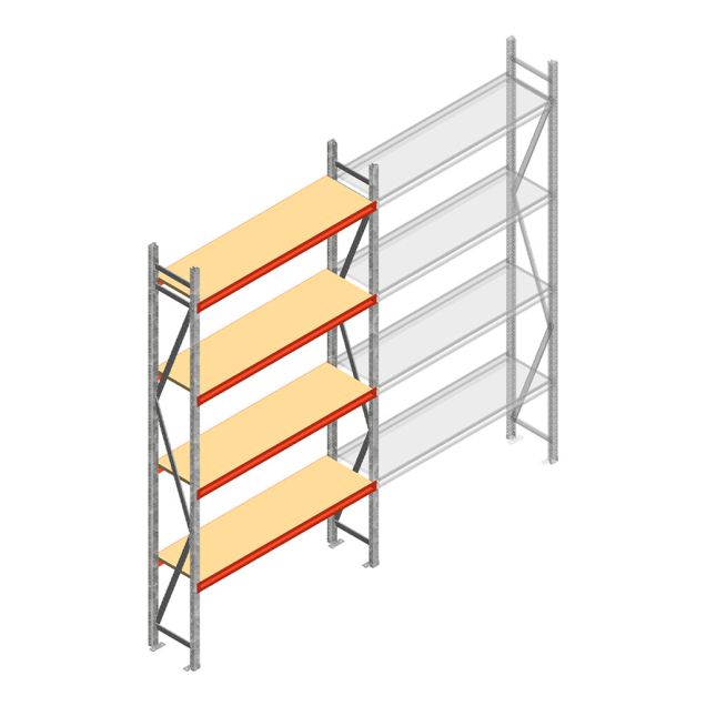 Weitspannregal AR 3000x1610x400 mm (hxbxt) 4 Ebenen verzinkt Anfangsregal mit vormontierten Rahmen
