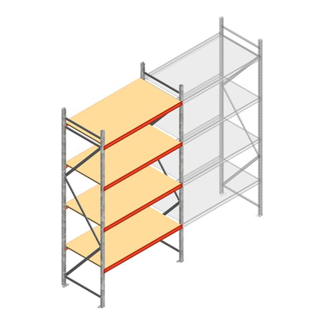 Weitspannregal AR 3000x1610x800 mm (hxbxt) 4 Ebenen verzinkt Anfangsregal