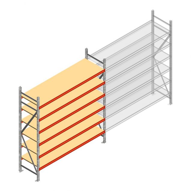 Weitspannregal AR 2250x2010x600 mm (hxbxt) 6 Ebenen verzinkt Anfangsregal