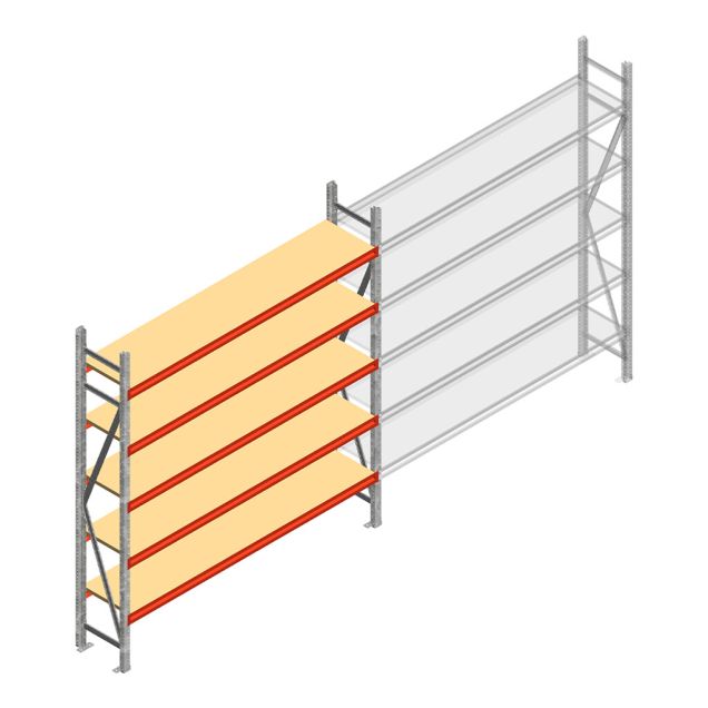 Weitspannregal AR 2500x2250x500 mm (hxbxt) 5 Ebenen verzinkt Anfangsregal mit vormontierten Rahmen