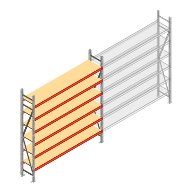 Weitspannregal AR 2500x2250x400 mm (hxbxt) 6 Ebenen verzinkt Anfangsregal mit vormontierten Rahmen