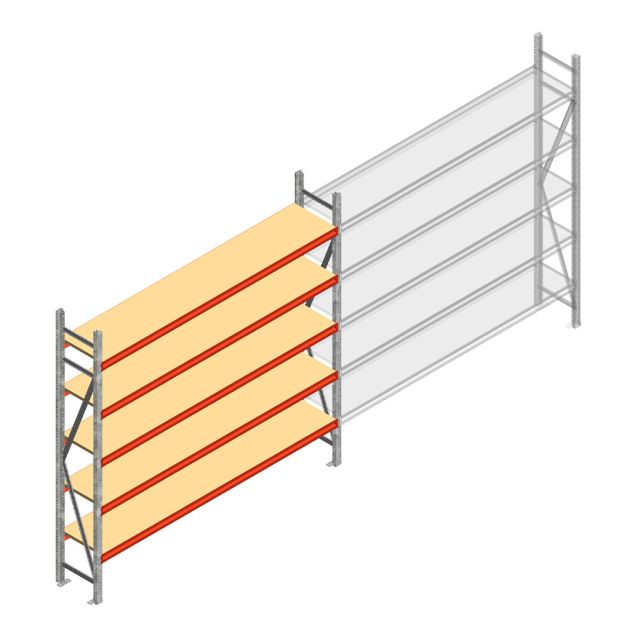 Weitspannregal AR 2000x2700x400 mm (hxbxt) 5 Ebenen verzinkt Anfangsregal