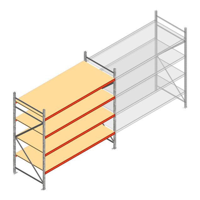 Weitspannregal AR 2000x2700x1000 mm (hxbxt) 4 Ebenen verzinkt Anfangsregal
