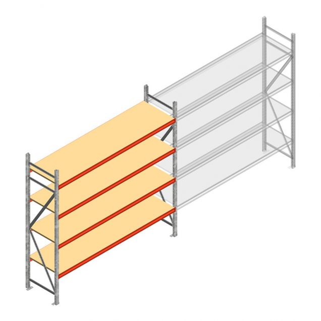 Weitspannregal AR 2500x2700x600 mm (hxbxt) 4 Ebenen verzinkt Anfangsregal