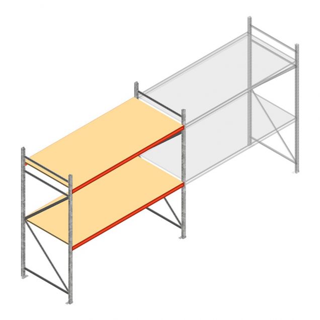 Weitspannregal AR 2500x2700x1000 mm (hxbxt) 2 Ebenen verzinkt Anfangsregal mit vormontierten Rahmen