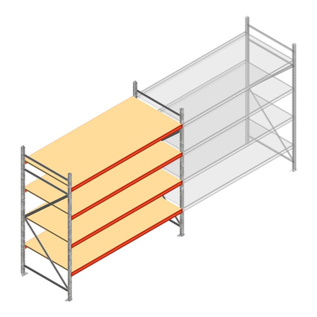 Weitspannregal AR 2500x2700x1000 mm (hxbxt) 4 Ebenen verzinkt Anfangsregal