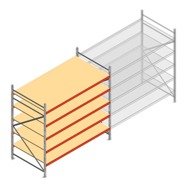 Weitspannregal AR 2500x2700x1200 mm (hxbxt) 5 Ebenen verzinkt Anfangsregal mit vormontierten Rahmen