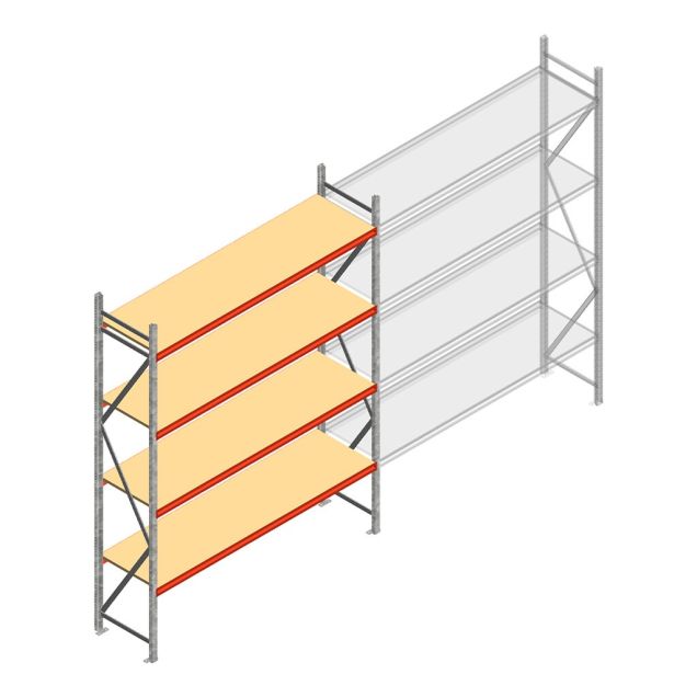 Weitspannregal AR 3000x2700x600 mm (hxbxt) 4 Ebenen verzinkt Anfangsregal