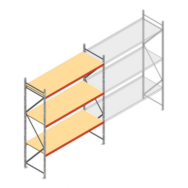 Weitspannregal AR 3000x2700x900 mm (hxbxt) 3 Ebenen verzinkt Anfangsregal