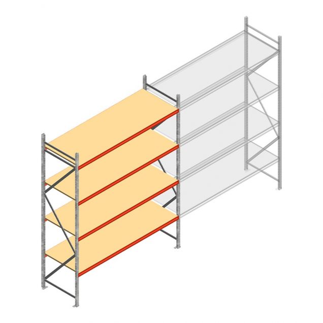Weitspannregal AR 3000x2700x900 mm (hxbxt) 4 Ebenen verzinkt Anfangsregal