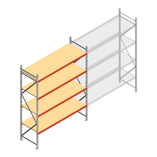 Weitspannregal AR 3000x2700x800 mm (hxbxt) 4 Ebenen verzinkt Anfangsregal