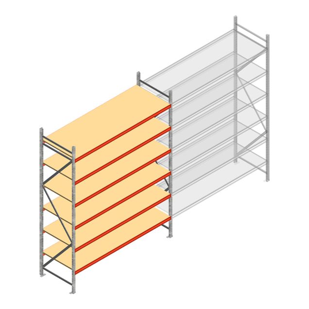 Weitspannregal AR 3000x2700x800 mm (hxbxt) 6 Ebenen verzinkt Anfangsregal