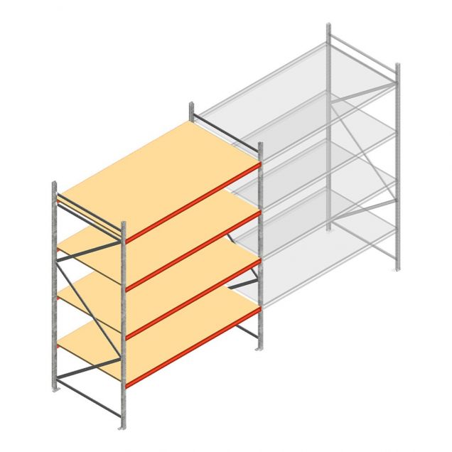 Weitspannregal AR 3000x2700x1200 mm (hxbxt) 4 Ebenen verzinkt Anfangsregal