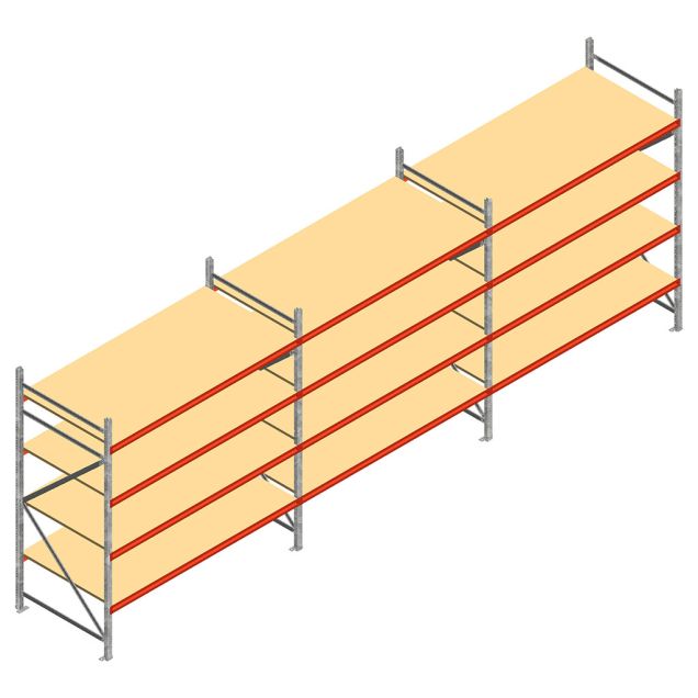 Vorteilsreihe Weitspannregal AR 2500x5750x1000 mm (HxBxT) 4 Ebenen mit Vormontierten Rahmen