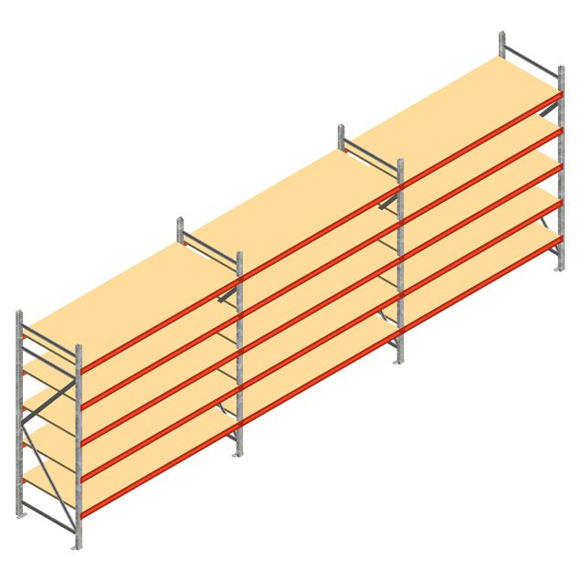 Vorteilsreihe Weitspannregal AR 3000x6230x900 mm (HxBxT) 5 Ebenen mit vormontierten Rahmen