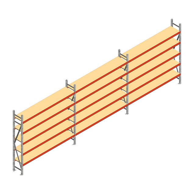 Vorteilsreihe Weitspannregal AR 3000x8300x400 mm (HxBxT) 5 Ebenen mit vormontierten Rahmen