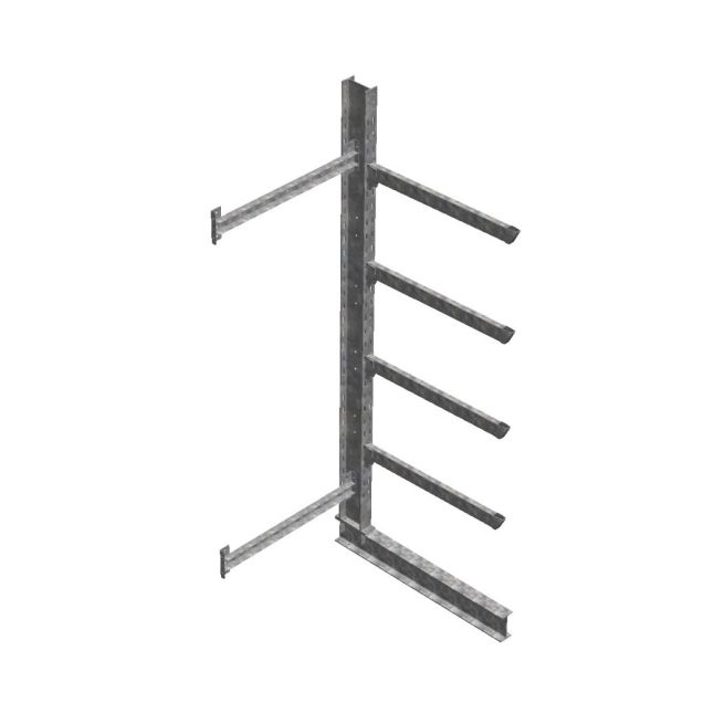 Schweres Kragarmregal thermisch verzinkt einseitig 3500x1200x1200 mm (HxBxT) 4 Ebenen Anbauregal