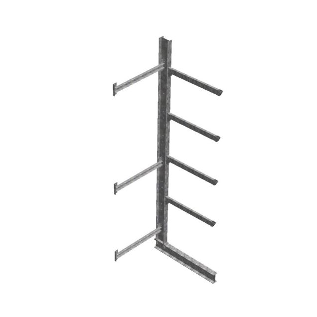 Schweres Kragarmregal thermisch verzinkt einseitig 4500x1000x1200mm (HxBxT) 4 Ebenen Anbauregal