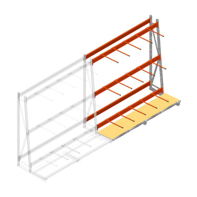 Regal für vertikale Lagerung AR einseitig 2000x1850x900 mm (HxBxT) 3 Ebenen Anbauregal