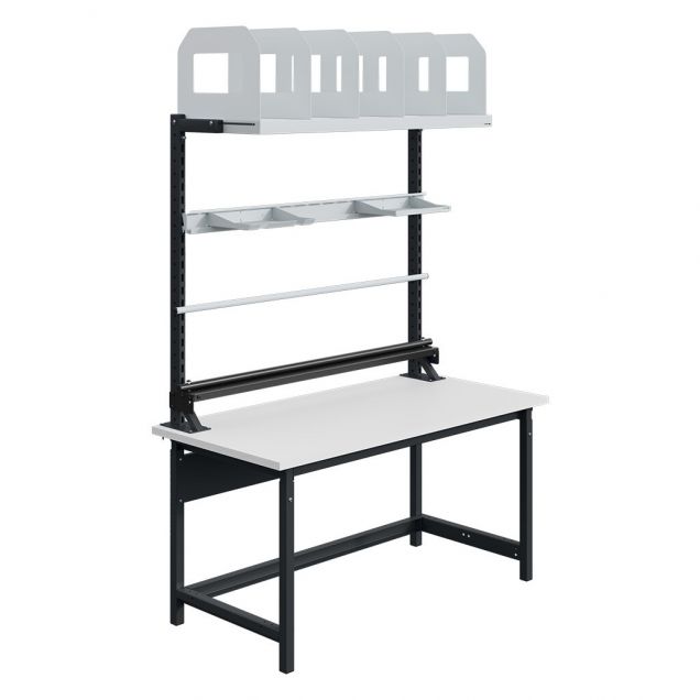 Höhenverstellbare Arbeitsbank mit Schiene Sofame Laminat 30mm 1500x750x770-1050 mm 300kg Anthrazit