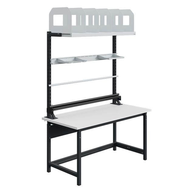 Höhenverstellbare Arbeitsbank mit Schiene Sofame Laminat 30mm 1500x750x770-1050 mm 300kg Anthrazit
