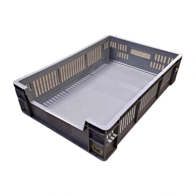 Gebrauchter Lagerbehälter, Stapelbehälter 600x400x140 mm (lxbxt) grau