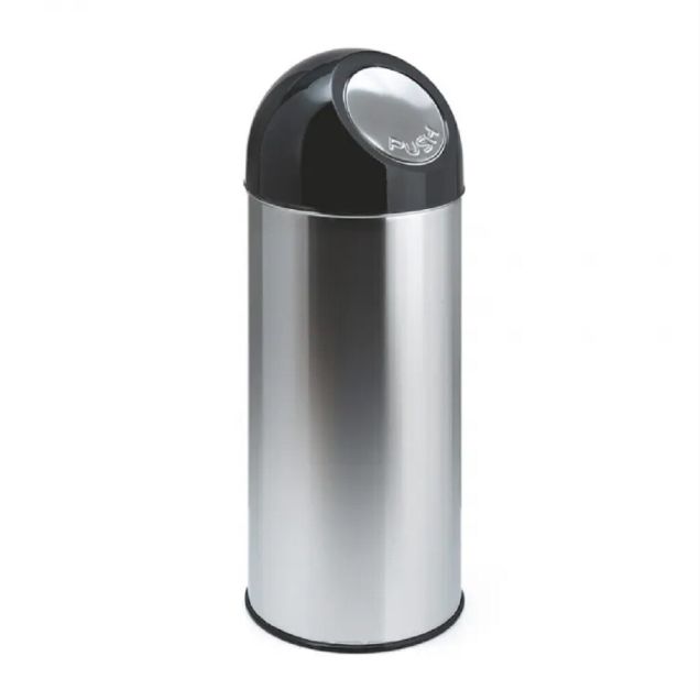 Abfallbehälter mit Push-Deckel 55 Liter Edelstahloptik schwarz