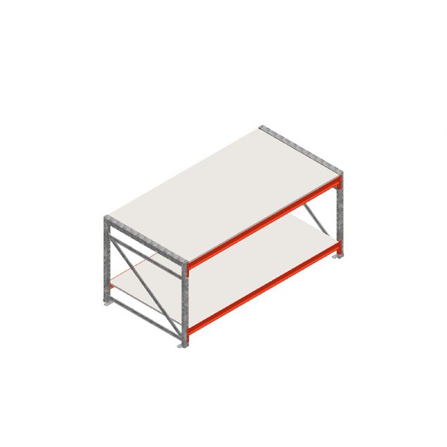 Arbeitstisch Weitspannregal doppellagig Anfangsregal 1965x1000x900 mm (lxtxh) Rahmen nicht vormontiert