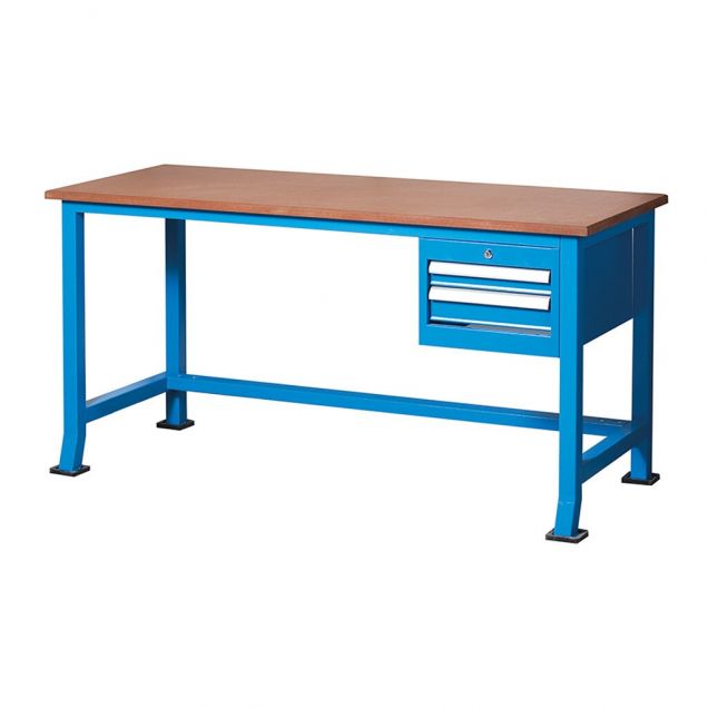 Arbeitstisch mit 2 Schubladen 850x1700x700 mm (hxbxt) blau