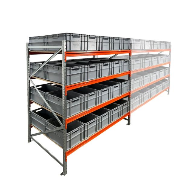 Fächerschrank AR 2000x2250x1200 mm (hxbxt) 4 Ebenen mit 40 Euro-Normbehältern Anfangsregal