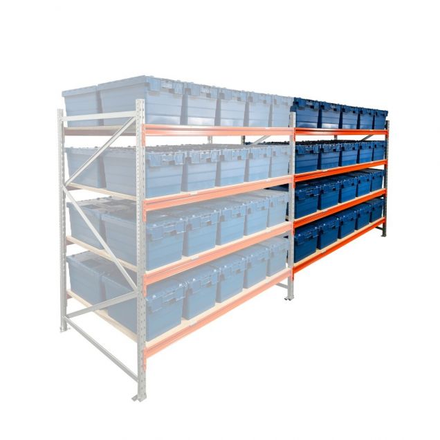 Fächerschrank AR 2000x2250x1200 mm (hxbxt) 4 Ebenen mit 40 Verteilungsbehältern Anbauregal