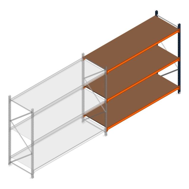 Weitspannregal Kimer 2000x2400x800 mm (hxbxt) 3 Ebenen Anbauregal mit vormontierten Rahmen