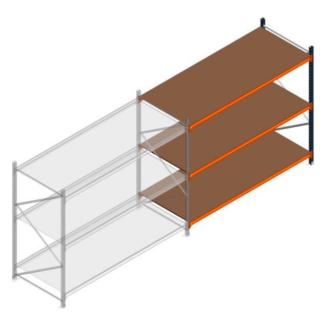 Weitspannregal Kimer 2000x2400x1000 mm (hxbxt) 3 Ebenen Anbauregal mit vormontierten Rahmen