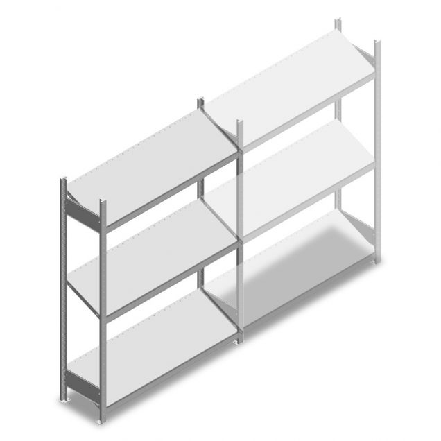 Fachbodenregal mit schrägen Fachböden Heavy Duty 2000x1300x400mm (hxbxt) 3 Ebenen 150 kg Anfangsregal