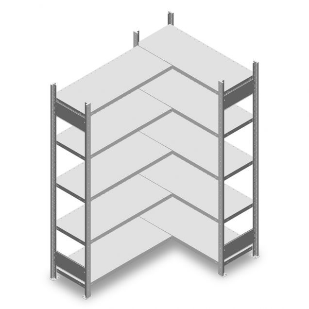 Eckregal Heavy Duty 2000x1000/1400x400 mm (hxbxt) 5 Ebenen 150 kg