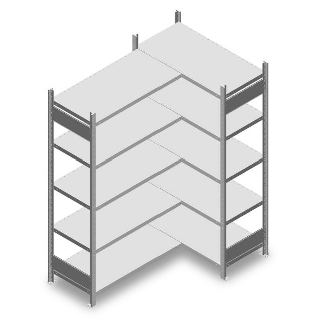 Eckregal Heavy Duty 2000x1000/1500x500 mm (hxbxt) 5 Ebenen 150 kg