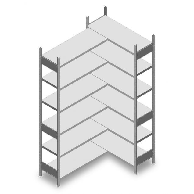 Eckregal Heavy Duty 2500x1000/1400x400 mm (hxbxt) 6 Ebenen 150 kg