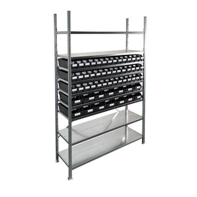 Fächerschrank 2.000x1.150x400mm mit 56 Behältern / 224 Positionen Schwarz