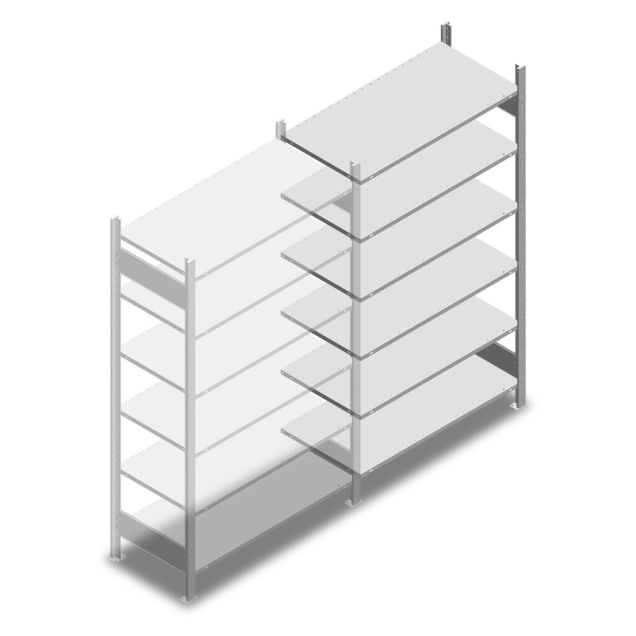 Fachbodenregal Heavy Duty 2000x1000x500 mm (HxBxT) 6 Ebenen 150 kg Anbauregal