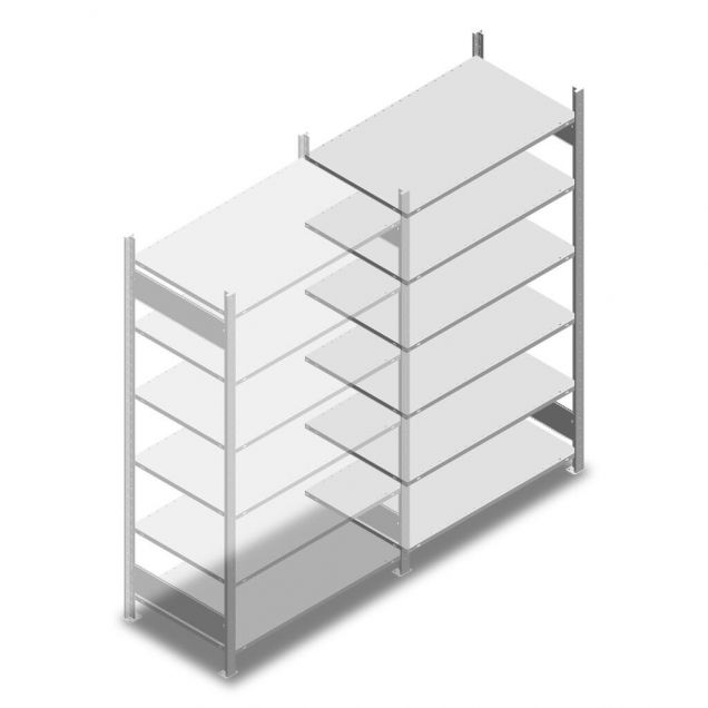 Fachbodenregal Heavy Duty 2000x1000x600mm (hxbxt) 6 Ebenen 150 kg Anbauregal
