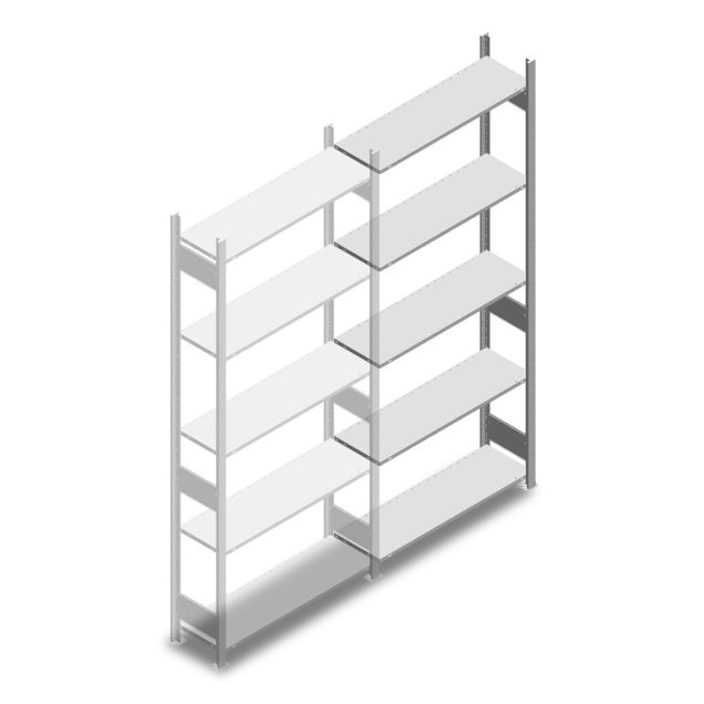 Fachbodenregal Heavy Duty 2500x1000x300mm (HxBxT) 5 Ebenen 150 kg Anbauregal