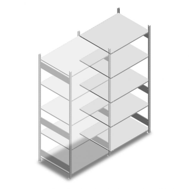 Fachbodenregal Heavy Duty 2500x1000x800mm (hxbxt) 5 Ebenen 150 kg Anbauregal