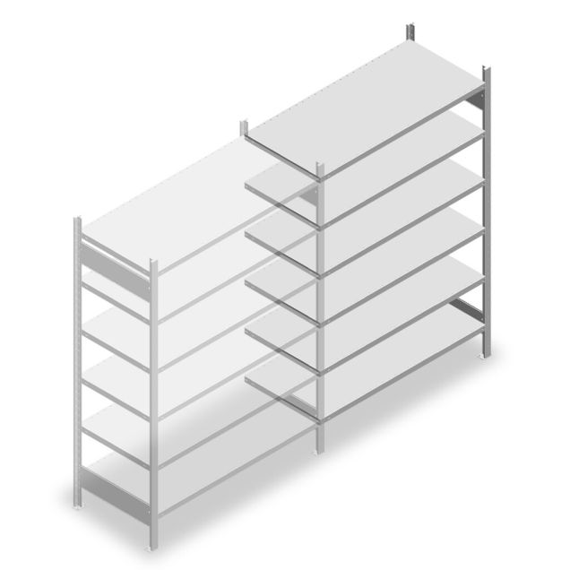 Fachbodenregal Heavy Duty 2000x1300x600 mm (HxBxT) 6 Ebenen 250 kg Anbauregal