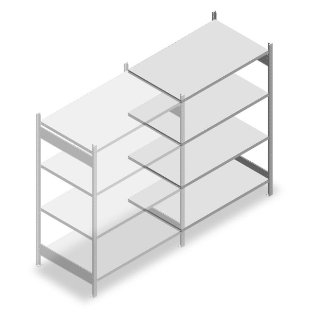 Fachbodenregal Heavy Duty 2000x1300x800 mm (HxBxT) 4 Ebenen 150 kg Anbauregal