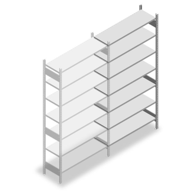 Fachbodenregal Heavy Duty 2500x1300x400mm (HxBxT) 7 Ebenen 150 kg Anbauregal