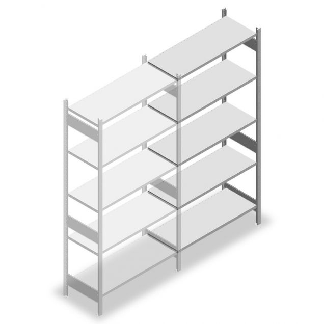 Fachbodenregal Heavy Duty 2500x1300x500mm (hxbxt) 5 Ebenen 150 kg Anbauregal