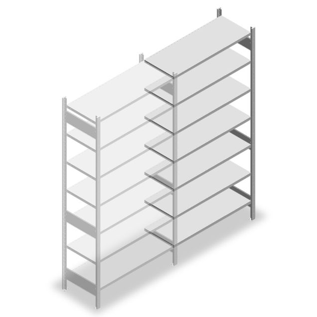 Fachbodenregal Heavy Duty 2500x1300x500mm (HxBxT) 7 Ebenen 150 kg Anbauregal