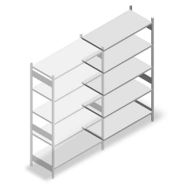 Fachbodenregal Heavy Duty 2500x1300x600mm (hxbxt) 5 Ebenen 150 kg Anbauregal