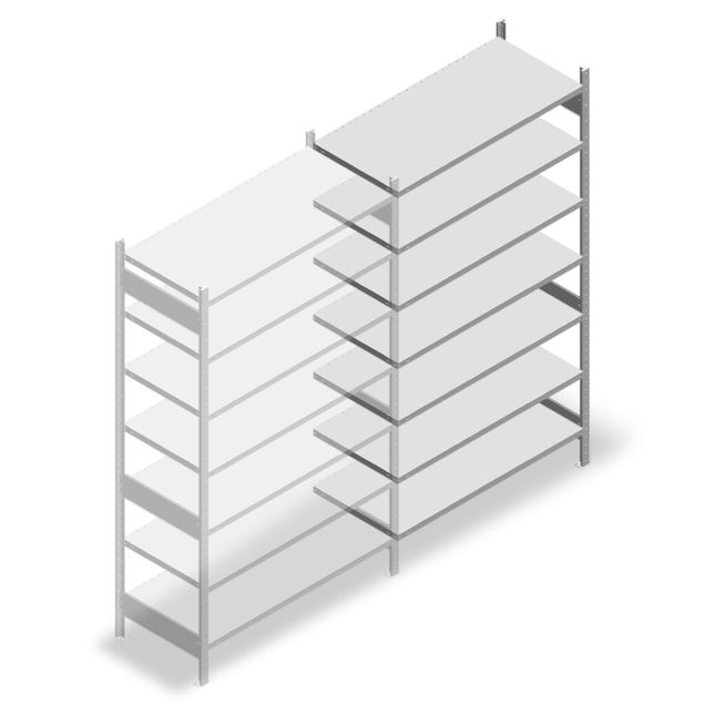 Fachbodenregal Heavy Duty 2500x1300x600mm (HxBxT) 7 Ebenen 250 kg Anbauregal