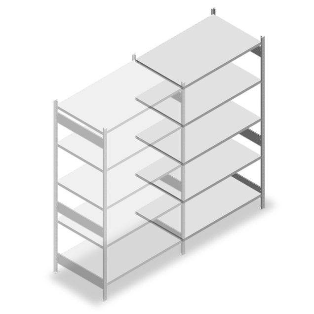 Fachbodenregal Heavy Duty 2500x1300x800 mm (HxBxT) 5 Ebenen 150 kg Anbauregal